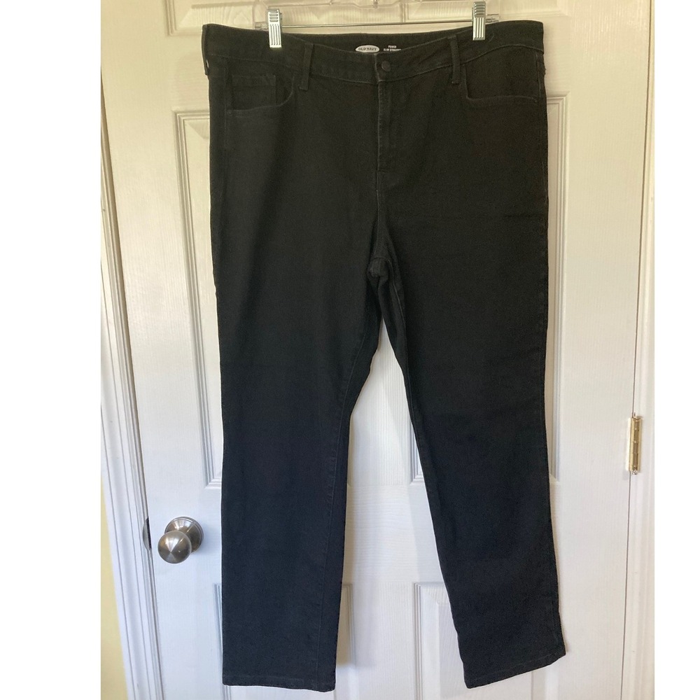 Old Navy Slim Straight Stretch Black Jeans 18 Capsule Minimalist Dark Academia